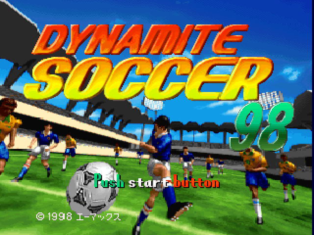 Dynamite Soccer 98 title screen for Playstation